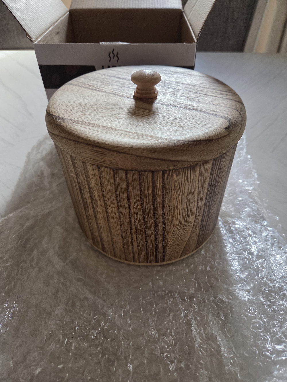 Cortnk Wooden Coffee Filter Holder with Lid, Brown Rustic Decor